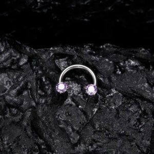 G23 Titanium Material Zircon Stone Nose Septum Ring Threaded Open Ring Piercing Jewelry For Men And Women Wedding Birthday Party Festival