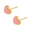picture_3a895a37-fe94-4e7b-9f05-c6343ff4630e(2) Heart Shaped, 14K Gold Plated, Titanium, Oil Drop, Enamel, Simple, Handmade, Colorful, Peach, Heart Earring, Cute, Sweet, Dainty, Lovely, Single.