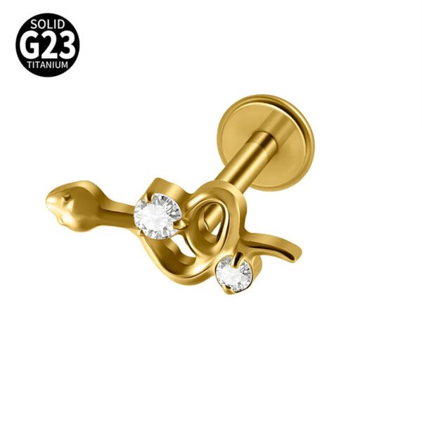 G23 Titanium Trendy Tulip Gold Steel Color Flat Back Pierced Earrings Butterfly Windmill Inlaid Zircon Elegant Romantic Jewelry Lip Stud Earrings