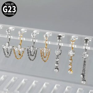 1 Piece Belly Rings Casual Cute Hawaiian Round G23 Titanium Zircon Polishing Plating Zircon PVD Coated 18K Gold Plated Belly Rings