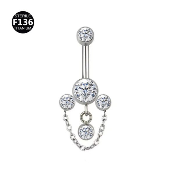 F136 Titanium Alloy Chain, Navel, Button Belly, Banana, Bar, Cultivated Diamond, Unisex, Geometric, Dangle, Screw, Zirconia, Inlay, Droplet, Chain, ⛓️