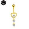 Implant Grade Titanium Flower Heart Dangly Belly Bar – Dainty Zirconia Navel Piercing, Hypoallergenic & Stylish