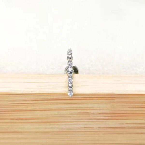 F136 Titanium Alloy Square Colorful Zirconia Pendant Exquisite Ear Bone Studs Piercing Jewelry Factory Geometric Pattern Unisex