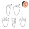 F136 Titanium Alloy, Flat back, Ear, Stud, Dangle, Chain, Earring, Helix, Internal Thread.