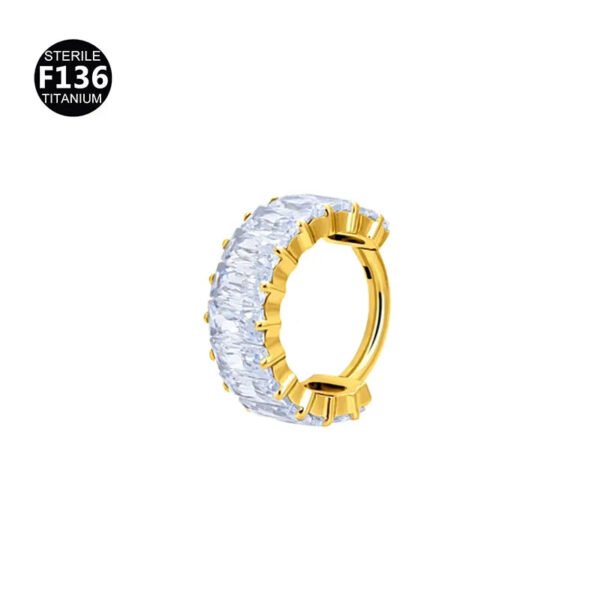 F136 Titanium Alloy, Ear, Hoop, Stud, Rainbow, Ice, Sugar, Ring, Geometric, Zirconia