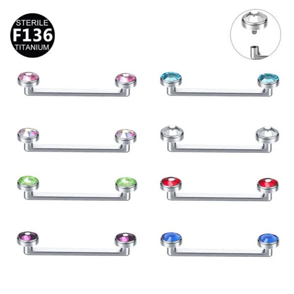 Titanium F136 Czech Drill Straight Angle Pin Double Headed Clavicle Staple Piercing Geometric Pattern Unisex