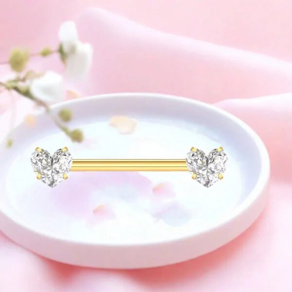 picture_43455bb0-0e34-4650-ab22-7af831f0a263(2) Butterfly Heart Shaped Titanium Alloy Piercing Set With Zirconia Stones Fashionable Style Chest Decorations