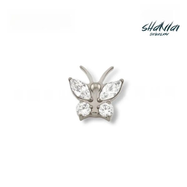 Butterfly Antenna Titanium Ear Cuff Embedded 5A Zircon Lip Stud G23 Titanium Alloy Body Piercing Jewelry Ear Bone Stud Unisex
