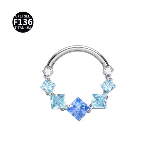 picture_45cb5e05-0f2b-4c0f-ac37-7c04a87789da(2) Titanium Alloy Square Color Spliced Zircon Nose Ring Nasal Septum Piercing Jewelry For Men And Women Suitable For Wedding And Birthday