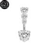 Implant Grade Titanium Flower Heart Dangly Belly Bar – Dainty Zirconia Navel Piercing, Hypoallergenic & Stylish