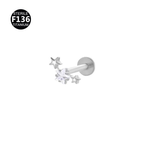 Titanium Alloy F136 Lip Studs Earrings Ear Bone Studs Zirconia Gemstone Geometric Pattern Unisex Body Piercing Jewelry