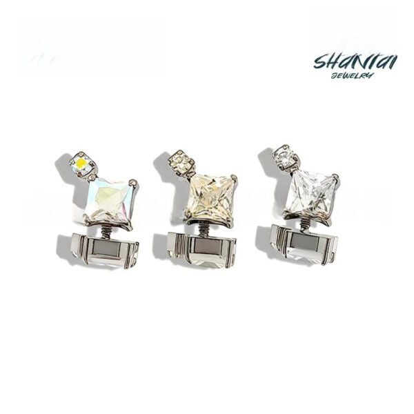 F136 Titanium Round Bottom Square Sugar Super Shiny 5A Zircon G23 Titanium Alloy Body Piercing Ear Bone Nail Jewelry Head