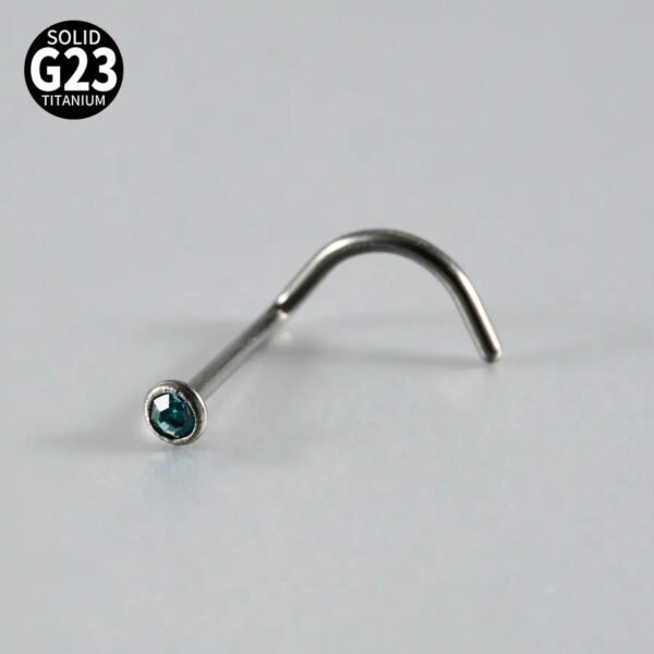 G23 Titanium, Screw, S Shape, Nose, Stud, Ring, Inlay Opal, Zircon, Colourful.