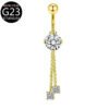 Implant Grade Titanium Flower Heart Dangly Belly Bar – Dainty Zirconia Navel Piercing, Hypoallergenic & Stylish