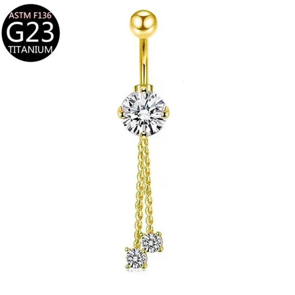 Implant Grade Titanium Flower Heart Dangly Belly Bar – Dainty Zirconia Navel Piercing, Hypoallergenic & Stylish
