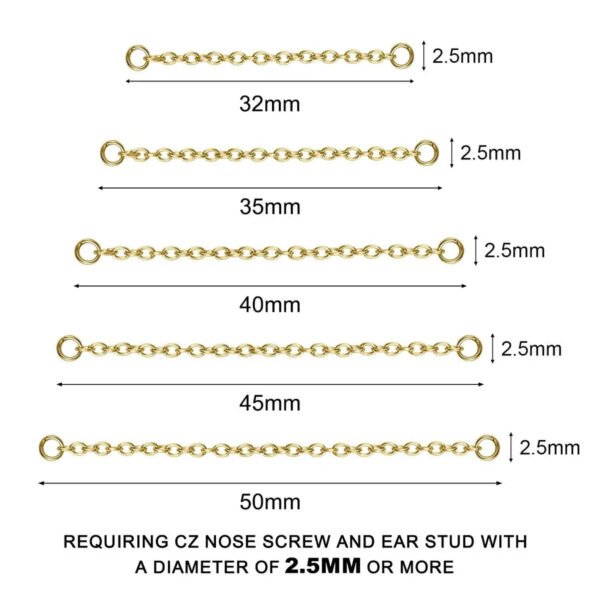 Titanium Alloy Double Layer Chain Nose Ring Ear Piercing DIY Body Jewelry Geometric Pattern Handmade Design Unisex Fashion