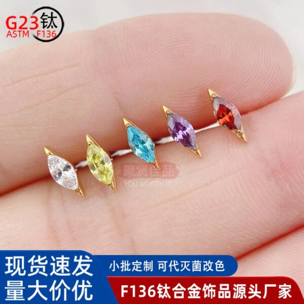 picture_49f0b858-fcff-492a-8f6d-a8359bf75ad2(2) Titanium Alloy Ear Studs Embedded With 5A Zirconia G23 Titanium Lip Studs Spiral Ear Bone Studs Unisex Body Piercing Jewelry