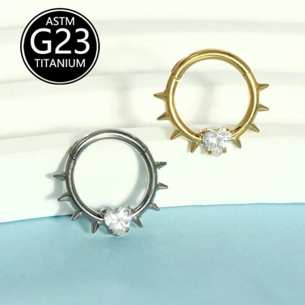 Cool Sweet Style Titanium Studs Nose Ring Punk Street Fashion G23 Titanium Embedded Heart Zirconia Unisex Personality Accessory
