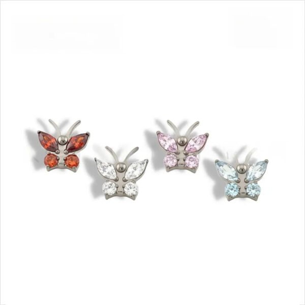Butterfly Antenna Titanium Ear Cuff Embedded 5A Zircon Lip Stud G23 Titanium Alloy Body Piercing Jewelry Ear Bone Stud Unisex