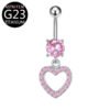 Implant Grade Titanium Flower Heart Dangly Belly Bar – Dainty Zirconia Navel Piercing, Hypoallergenic & Stylish