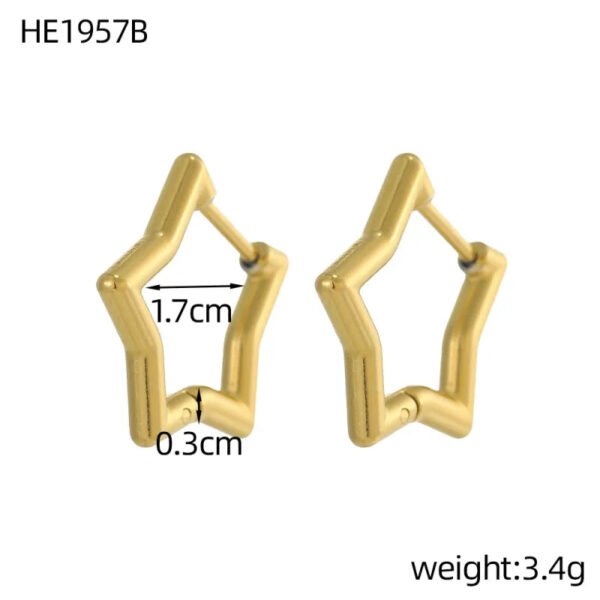 Versatile Fashion High-End Simple Everyday Versatile Light Luxury Metallic Titanium Steel Vacuum Electroplated (Furnace) Star Heart-Shaped Earrings