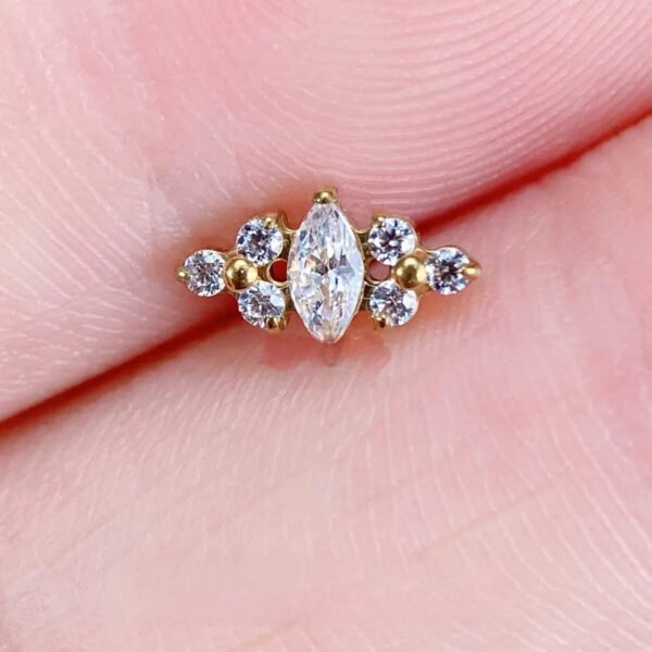 Titanium Alloy Ear Piercing F136 Inner Threaded G23 Titanium Inlaid Zirconia Studs Unisex Geometric Pattern Body Jewelry