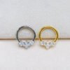 Titanium Alloy Double Layer Seamless Punk Zircon Nose Stud Round Earrings Piercing Jewelry For Men And Women