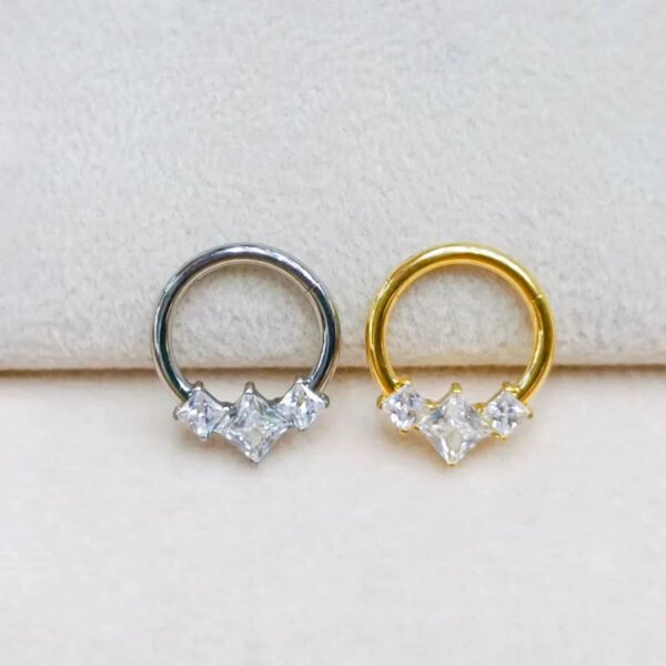 Titanium Alloy Double Layer Seamless Punk Zircon Nose Stud Round Earrings Piercing Jewelry For Men And Women