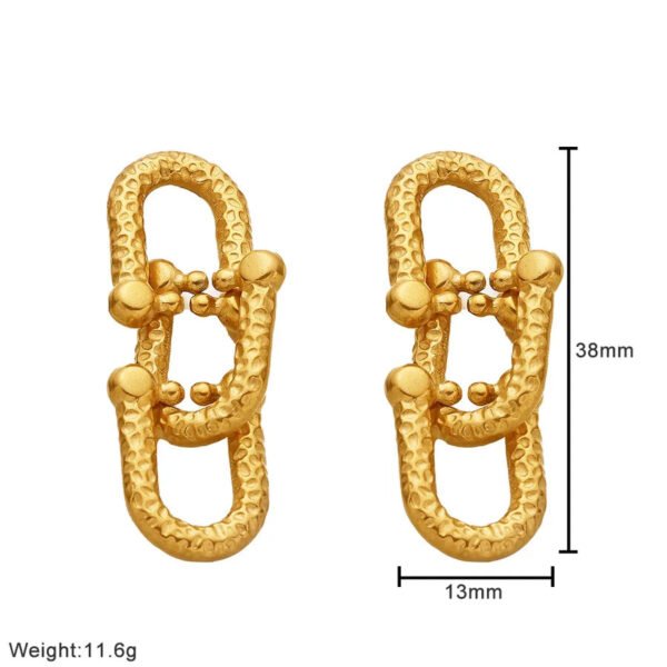 18K Gold Plated Titanium Steel Unique Women's Hoop Earrings Pendant Studs Geometric Cross