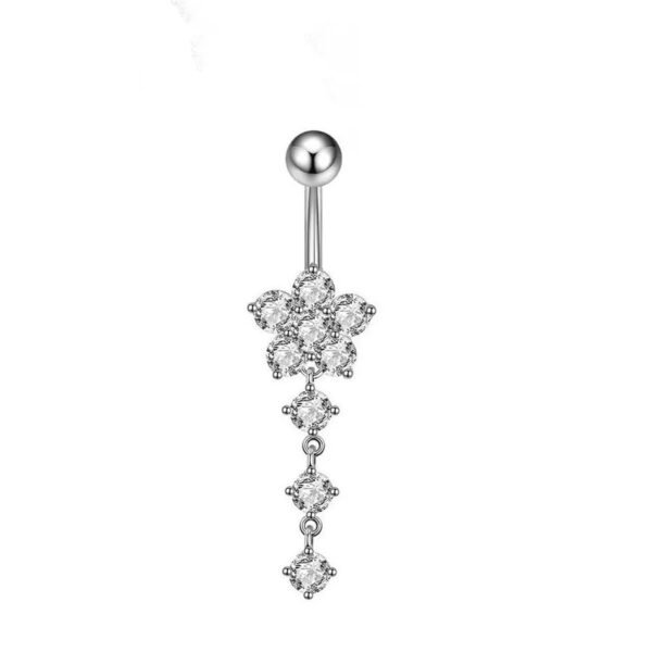 G23 Titanium, Belly Bar, White Gold Plated, Heart, Flower, Butterfly, Dangle, Navel, Barbell, Elegant, Banana Bar