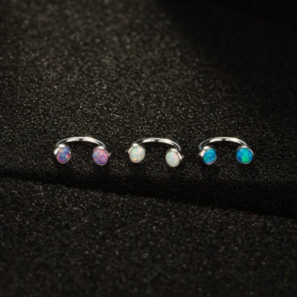 G23 Titanium Lip Studs 16G Internal Thread C-Shape, Nose Ring, Opal, Eyebrow Piercing, Ear Cartridge