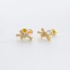 Trendy Women's High-End Gold Plated Titanium Steel Screw Back Earrings Pearl Colorful Diamond Butterfly Ear Studs Ins Style