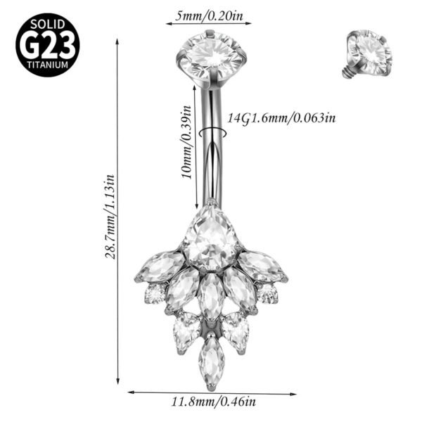 Titanium Metal Scorpion Bat Belly Button Piercing Belly Button Ring Zircon Cherry Multiple Horse Eye Flower Inner Tooth Belly Button Stud Body Piercing Jewelry Accessories