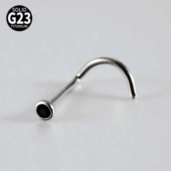 G23 Titanium, Screw, S Shape, Nose, Stud, Ring, Inlay Opal, Zircon, Colourful.