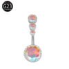Implant Grade Titanium Flower Heart Dangly Belly Bar – Dainty Zirconia Navel Piercing, Hypoallergenic & Stylish