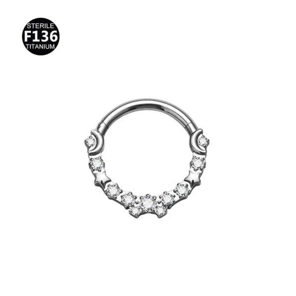 Titanium Alloy F136 Nose Ring Ear Cuff Piercing Jewelry Golden Butterfly Wings Crown Design Sparkling Unisex Geometric Pattern