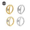 Seamless Titanium Alloy Nose Ring With Zirconia Stones Diagonal Two-Circle Piercing Jewelry Fashionable In