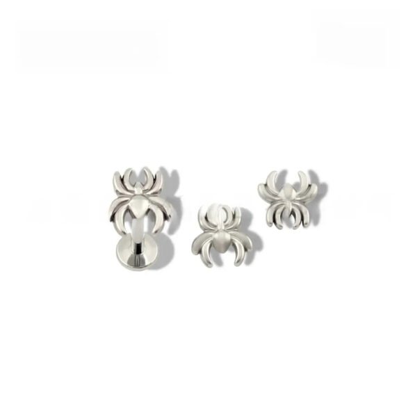 G23 Titanium, Ear, Stud, Jewellery, Head, Inner Thread, Spider, Spiderman, Lip, Piercing, Head, Flat back, Simple.