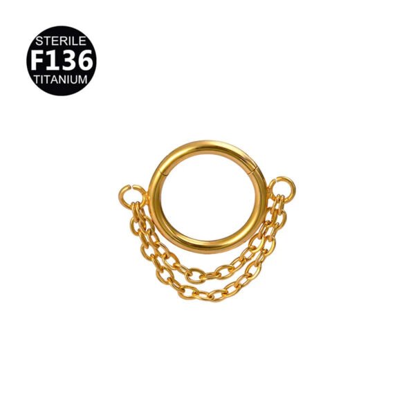 Titanium Alloy Double Chain Earrings 8/10mm Ladies Stud Earrings Luxury Minimalist Geometric Pattern Unisex Piercing Jewelry