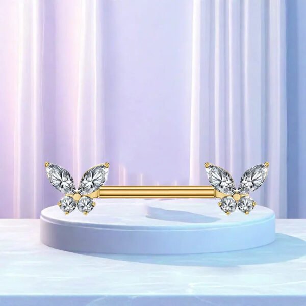 picture_53f4c95c-37af-49e1-9feb-e2de8f5163e2(2) Butterfly Heart Shaped Titanium Alloy Piercing Set With Zirconia Stones Fashionable Style Chest Decorations