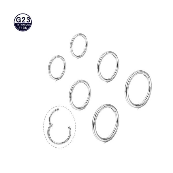 Titanium G23 Seamless Closure Piercing Hoops Fashionable Unisex Polished Finish Circular Pattern Ear Nose Lip Rings Jewelry