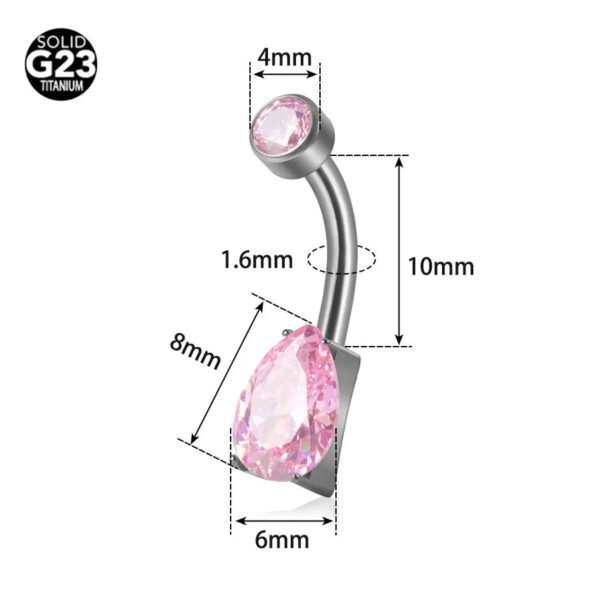 G23 Titanium, Inner, Tooth, Bend, Barbell, Navel, Bar, Colourful, Rhinestone, Belly Button, Waterdrop, Simple, Classic, Elegant.