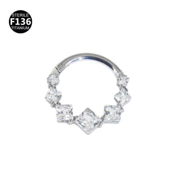 picture_5597c30d-de74-4433-bb82-296f75c5652c(2) Titanium Alloy Square Color Spliced Zircon Nose Ring Nasal Septum Piercing Jewelry For Men And Women Suitable For Wedding And Birthday