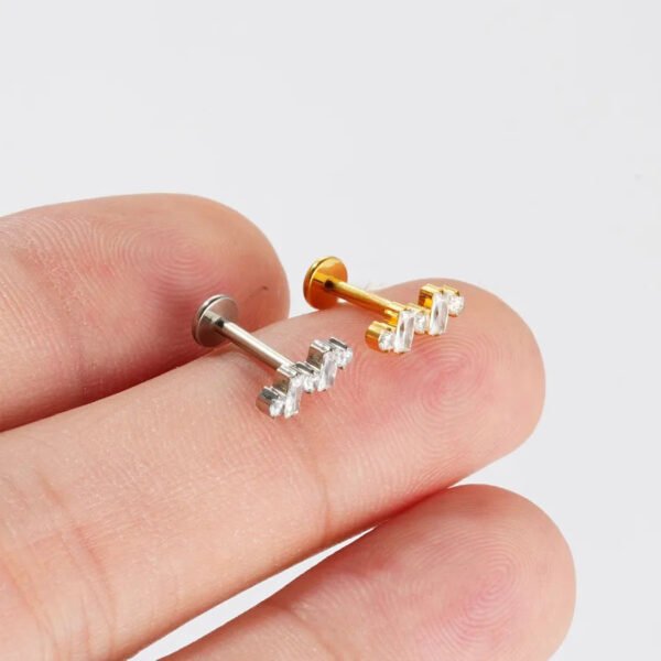 F136 Titanium Alloy, Round, Square, Stone, Stud, Earrings, Piercing, Flat Back, Ring, Geometric, Dainty.