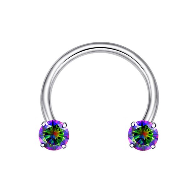 G23 Titanium Material Zircon Stone Nose Septum Ring Threaded Open Ring Piercing Jewelry For Men And Women Wedding Birthday Party Festival