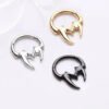 Titanium Alloy Zircon Moon Ring Ear Bone Ring Piercing Seamless Hoop Unisex Tooth Shaped Nose Ring Earring For Wedding Birthday Party Festival