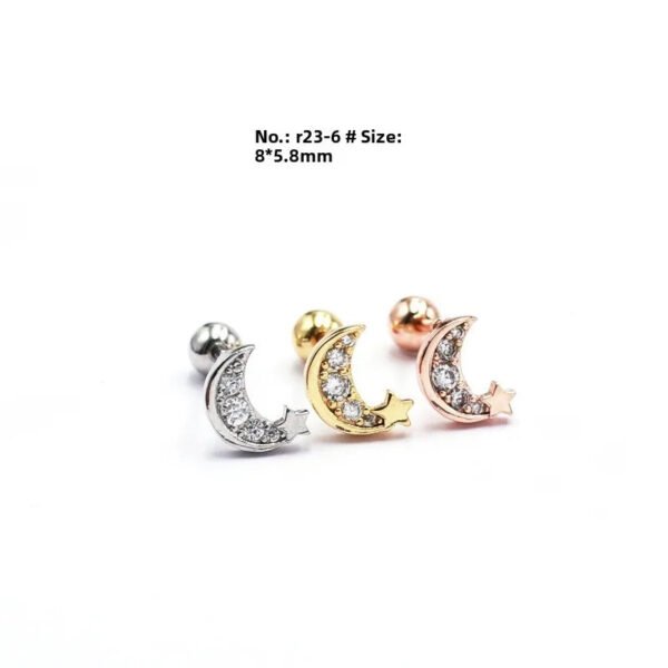 picture_56ef11bb-0655-48a5-8978-db054f23ca1f(2) New Style Minimalist Mini Micro Paved Crystal Moon Tooth Earrings Titanium Steel Wedding Jewelry Unisex Letter Number Text