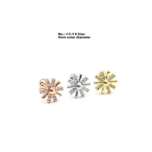 New Titanium Steel, Threaded, Zirconia, Flower, Earring, Embedded, Fine, Ear, Jewellery, Bohemian, Dainty