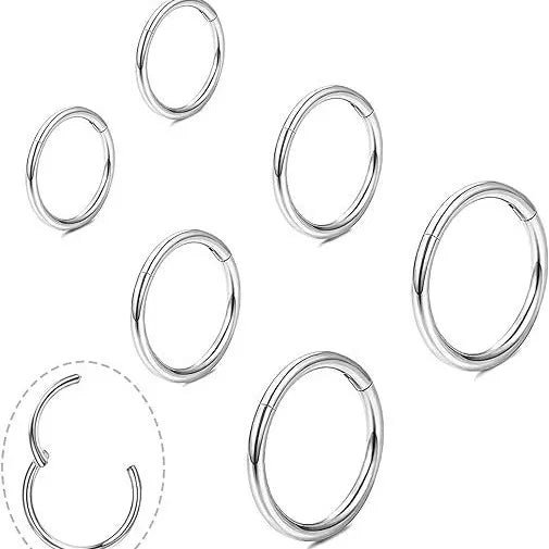 Titanium G23 Seamless Closure Piercing Hoops Fashionable Unisex Polished Finish Circular Pattern Ear Nose Lip Rings Jewelry