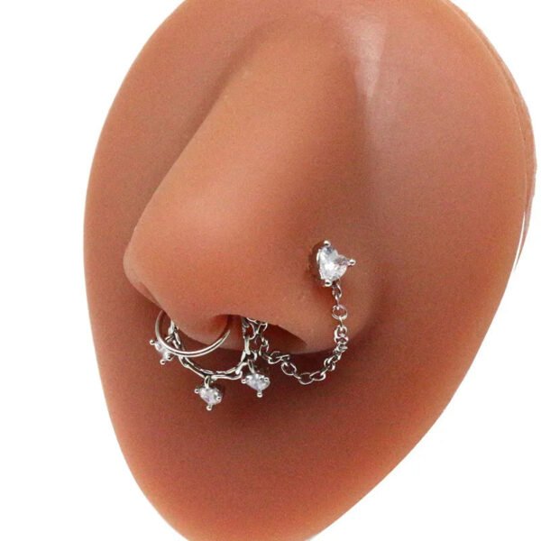 picture_58ea9592-dac6-4db9-a1f0-9a0a4b08290f(2) Stainless Steel Nose Studs Butterfly Chapter Heart Shaped Style Fashionable Jewelry Accessory For Men And Women